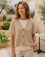 Load image into Gallery viewer, Vest Cropped Lurex Beige