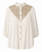 Load image into Gallery viewer, Blouse Wijd Hearts Lurex Ecru