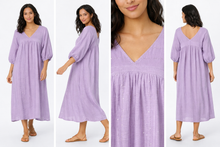 Afbeelding in Gallery-weergave laden, Jurk Maxi Wafelkatoen Paillet Lila