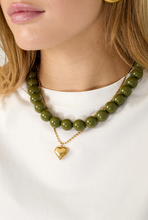 Afbeelding in Gallery-weergave laden, Kralen Ketting Olijfgroen 15mm
