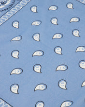 Load image into Gallery viewer, Blauwe Sjaal van Astrid Groot is een leuke sjaal met print. Een leuke accessoire om op verschillende manieren te dragen, om je nek, in het haar of aan een tas. Deze sjaal is in verschillende kleuren verkrijgbaar: Kelly Green, Geel, Jeansblauw, Fuchsia.