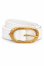 Load image into Gallery viewer, Lederen Riem Stien Goud Wit