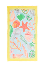 Load image into Gallery viewer, Lange Sjaal van Moment Amsterdam met afbeeldingen in de prachtige multi kleuren, geel, blauw, groen. Deze sjaal is in verschillende kleuren verkrijgbaar: Bright Pink, Yellow. De afmeting van deze sjaal is 180cm x 100cm. Met deze sjaal maak jij jouw outfit helemaal compleet.