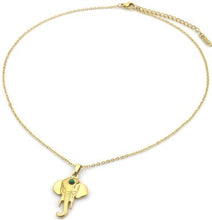 Afbeelding in Gallery-weergave laden, elegante goudkleurige ketting met een prachtige olifanten hanger. Het verfijnde ontwerp is versierd met een subtiele jadegroene siersteen dat zorgt voor een luxe en vrouwelijke uitstraling.
