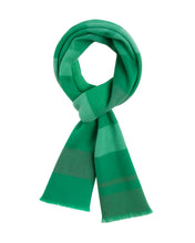 Afbeelding in Gallery-weergave laden, Groene Sjaal Copenhagen is een zachte sjaal van gemengde stof met modern strepenpatroon. Deze warme en zachte sjaal is van de Moment in May Collectie, van gemengde stof met franjeafwerking. Een hedendaagse sjaal met klassieke strepen.