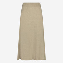 Afbeelding in Gallery-weergave laden, Rok Holli is een mooie A-lijn Maxi Rok in de Jane Lushka Collectie. Een rok met een elastieken brede rib band in Beige Melange. Deze rok heeft een beige kleur melange met subtiele gekleurde spikkels. Een duurzaam item, een zachte stof, comfortabel en stijlvol komen perfect samen in dit ontwerp. Deze rok is te combineren met de mooie top Clay in dezelfde stof. Het model is 1,79 cm lang en draagt maat S.