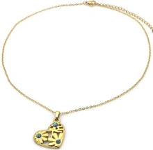 Afbeelding in Gallery-weergave laden, Goudkleurige ketting van stainless steel met een Hartvormige hanger met bloemen details,
Afgewerkt met siersteentjes. Een Elegante, romantische ketting. Leuk om cadeau te geven én te krijgen.