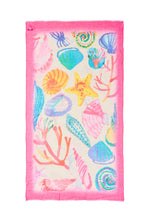 Load image into Gallery viewer, Roze Sjaal in de warme kleur fuchsia van Moment Amsterdam met schelpen afbeeldingen in prachtige kleuren. Deze sjaal is in verschillende kleuren verkrijgbaar: Bright Pink, Yellow. De afmeting van deze sjaal is 180cm x 100cm. Met deze sjaal maak jij jouw outfit helemaal compleet.
