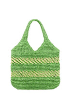 Load image into Gallery viewer, Strandtas Ibiza Groen. Deze stijlvolle strandtas combineert een zomerse rieten look met een frisse, prachtige groene tint. Tas Ibiza is een gevoerde schoudertas met een rieten look en is verkrijgbaar in verschillende kleuren: Groen, Oranje.