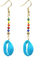 Load image into Gallery viewer, Turquoise Oorbellen Colorful Shell zijn langere oorbellen met gekleurde beads, kraaltjes en een schelpje als hanger. Deze gekleurde oorbellen, type oorhangers, hebben een lengte van ca. 6cm. Oorbellen Colorful Shell zijn verkrijgbaar in verschillende kleuren.