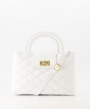 Afbeelding in Gallery-weergave laden, Witte Lederen Handtas met een lang verstelbaar hengsel, tas is te sluiten met een draaisluiting. Tas Veronique is vervaardigd van Italiaans leer en bestaat uit een hoofdvak met een middenvak met rits. Tas Veronique is verkrijgbaar in verschillende kleuren: Ecru, Wit.