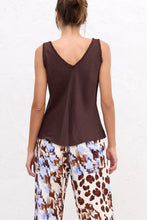 Load image into Gallery viewer, Top Seta Ruches V-hals Bruin