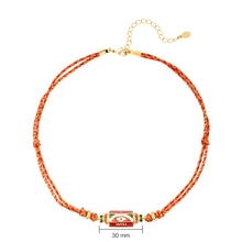Afbeelding in Gallery-weergave laden, Ketting Lucky Rood, wat een geweldig leuke ketting is dit. De lengte van de ketting is 42cm en heeft als hanger een geluks kraal. Deze ketting is verkrijgbaar in verschillende kleuren: Oranje, Multicolor kraaltjes, Rood, Groen/blauw.