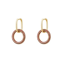 Afbeelding in Gallery-weergave laden, Oorbellen Shiny Round Zirkonia zijn verkrijgbaar in goud-, zilverkleurig, goud/fuchsia, goud/groen.