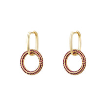 Afbeelding in Gallery-weergave laden, Oorbellen Shiny Round Zirkonia zijn verkrijgbaar in goud-, zilverkleurig, goud/fuchsia, goud/groen.