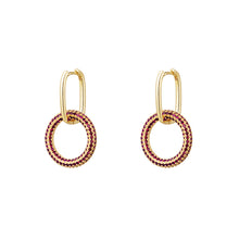 Afbeelding in Gallery-weergave laden, Oorbellen Shiny Round zijn verkrijgbaar in goud-, zilverkleurig, goud/fuchsia, goud/groen.