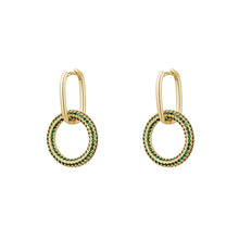 Afbeelding in Gallery-weergave laden, Oorbellen Shiny Round Zirkonia zijn verkrijgbaar in goud-, zilverkleurig, goud/fuchsia, goud/groen.