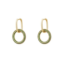 Afbeelding in Gallery-weergave laden, Oorbellen Shiny Round Zirkonia zijn verkrijgbaar in goud-, zilverkleurig, goud/fuchsia, goud/groen.