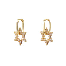 Afbeelding in Gallery-weergave laden, Oorbellen Shiny Star Zirkonia zijn verkrijgbaar in goud- en zilverkleurig, Goud/Fuchsia, Goud/Groen.