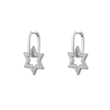 Afbeelding in Gallery-weergave laden, Oorbellen Shiny Star Zirkonia zijn verkrijgbaar in goud- en zilverkleurig, Goud/Fuchsia, Goud/Groen.