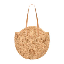 Afbeelding in Gallery-weergave laden, Bruine strandtas met leren handvatten