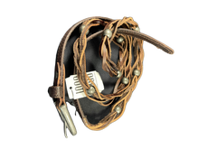 Afbeelding in Gallery-weergave laden, Lederen Riem Braided Donkerbruin is van echt leer, geruwd, is 2cm breed en heeft als leuk detail afwisselend een balletje op de riem. De lengte van de riem heeft verschillende lengtes en is 2cm breed.