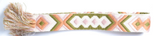 Load image into Gallery viewer, Beige wikkelriem met groen en roze, supergaaf! De wikkelriem maakt je outfit helemaal compleet. Wikkelriem bohemian in stof is verkrijgbaar in verschillende dessins en kleuren: Oud lila, Lila, Bruin, Rood, Oranje, Beige-groen-roze. Leuk te combineren met een spijkerbroek, jurk of rok. Lengte is 160cm, breedte is 5cm.