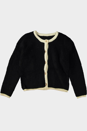 Zwart Mantel Vest met ecru bies en rijke goudkleurige knopen. Dit vest is een kort model, in one size, draagbaar van maat S t/m L.