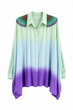 Load image into Gallery viewer, Blouse Oversized Embroiderie Mint
