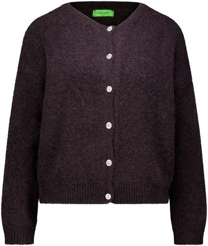 Aubergine Vest Grande Chic in de kleur Aubergine. Vest met ronde hals, lange mouwen en knoopjes. Super Zacht Vest en Trui ineen, nu al een bestseller! Grande Chic Vest is verkrijgbaar in verschillende kleuren.