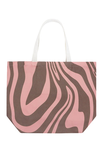 Big Shopper Zebra van Canvas in Roze en Bruin