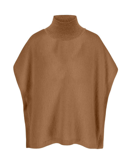 Sweater Liv Camel van Cycleur de Luxe is een luxueuze coltrui van angorawol en korte kapmouwen. Angora combineert zachtheid en elegantie in een tijdloos ontwerp.