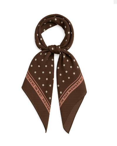 Polkadot Sjaal Ivy, een zachte lichtgewicht viscose textuursjaal in een prachtige kleurencombinatie bruin met ecru polkadots, in geschenkverpakking. Mooi cadeau!