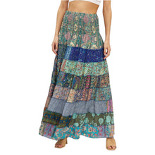 Afbeelding in Gallery-weergave laden, Maxi Rok Patchwork Boho Blue
