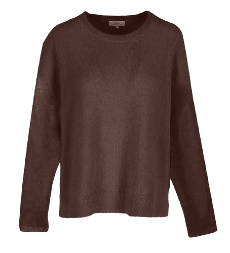 Bruine Trui, Sweater Mary Brown van Cycleur de Luxe is een luxueuze trui van angorawol, gedekte knopen onderkant. Angora combineert zachtheid en elegantie.