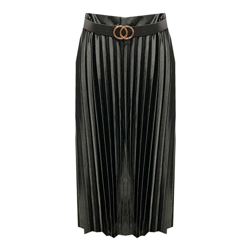 Zwarte Rok Plisse is een soepel vallende wijde plissé luxe rok inclusief riem. Combineer deze mooie rok met een wijde trui om het casual te dragen of met een blouse voor een vrouwelijke, meer classy outfit. 