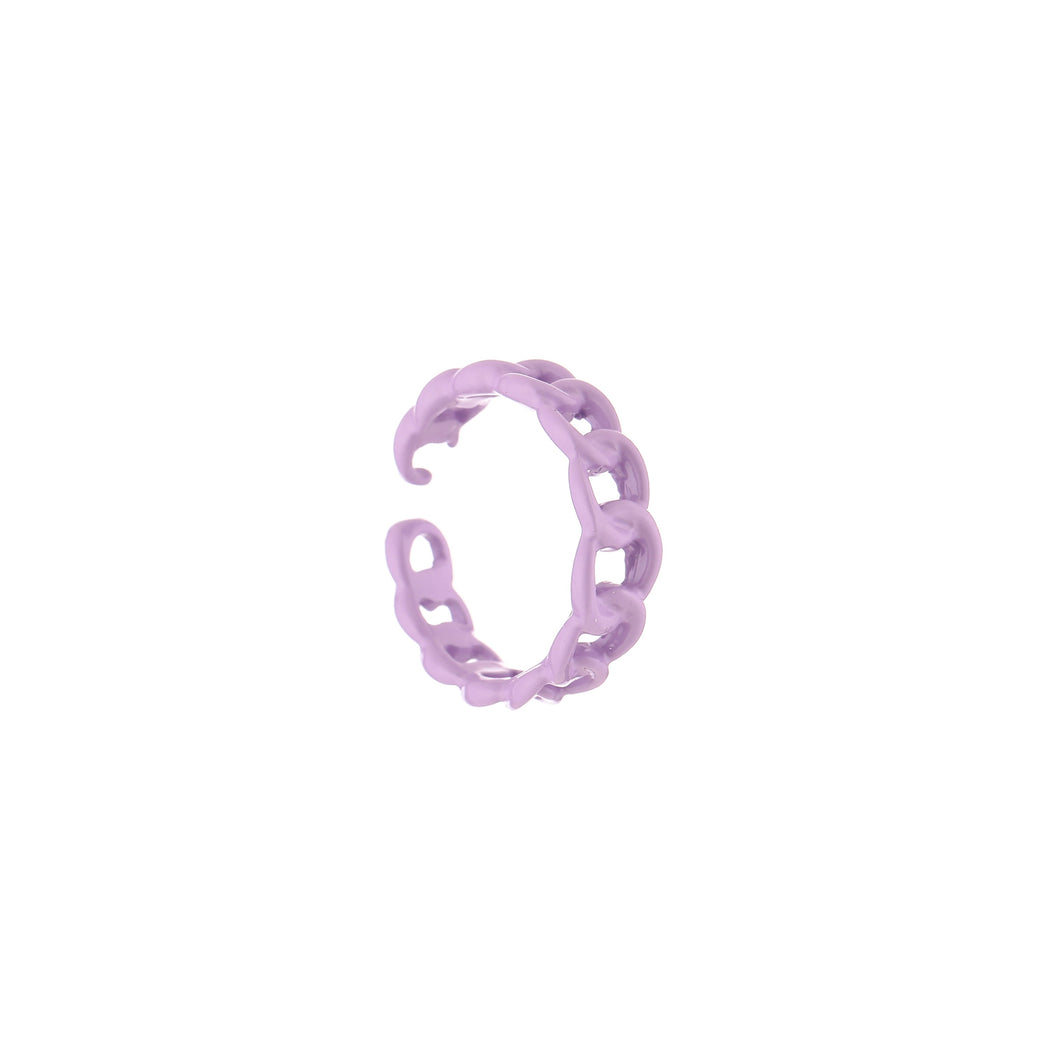 Paarse Ring Schakel Color is een trendy ring, one size, past iedereen. Deze ring is in verschillende kleuren verkrijgbaar: Blauw, Wit, Paars, Roze.