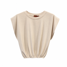 Load image into Gallery viewer, Superleuk Ballon Top T-shirt van Mooij. Deze cropped top met elastieken band is een echte must-have en verkrijgbaar in verschillende kleuren. Een comfortabele top met kap mouwen, geschikt voor maten S t/m L.
