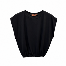 Load image into Gallery viewer, Superleuk Ballon T-shirt van Mooij. Deze cropped top met elastieken band is een echte must-have en verkrijgbaar in verschillende kleuren. Een comfortabele top met kap mouwen, geschikt voor maten S t/m L.

