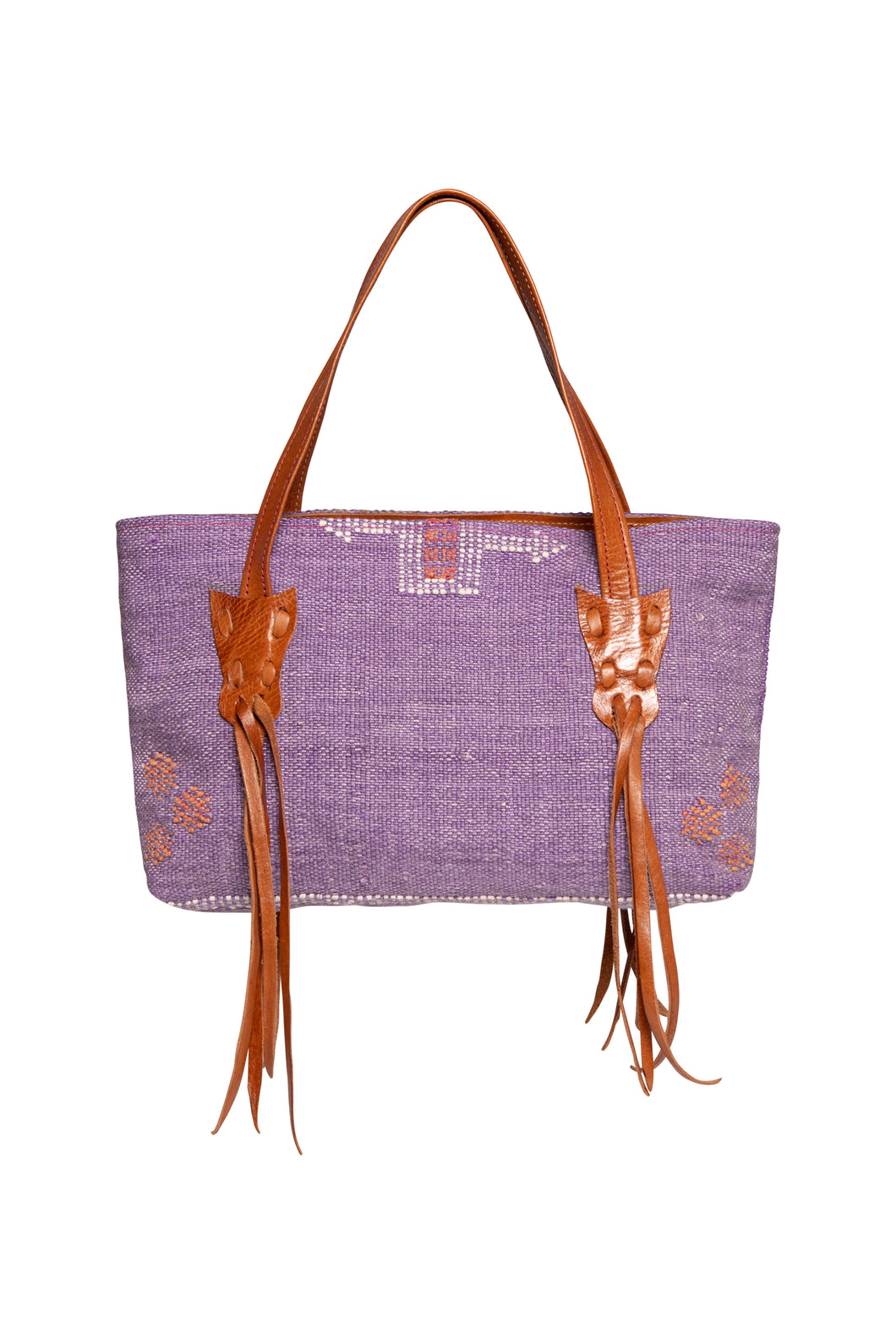 Paarse Tas. Handmade Bag Canvas van Place du Soleil is een prachtige met de handgemaakte tas met cognac kleurige lederen hengsels. De tas heeft prachtige stiksels, is gevoerd en is te sluiten met een rits. Tas is verkrijgbaar in verschillende kleuren: Purple, Green, LightBlue, Pink.