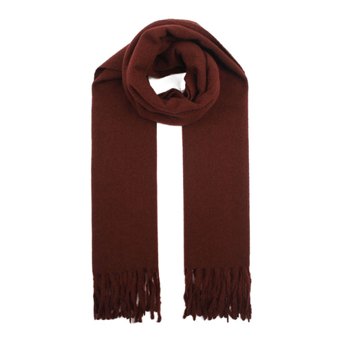 Sjaal met franjes in de prachtige warme en trendy kleur burgundy. Een lichte en comfortabele lange sjaal om te dragen, perfect om je outfit mee op te fleuren.