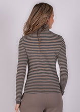 Load image into Gallery viewer, Turtleneck Varna Stripe Taupe Grey Melange
