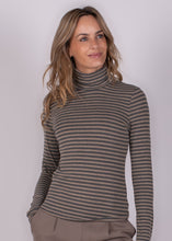 Load image into Gallery viewer, Turtleneck Varna Stripe Taupe Grey Melange
