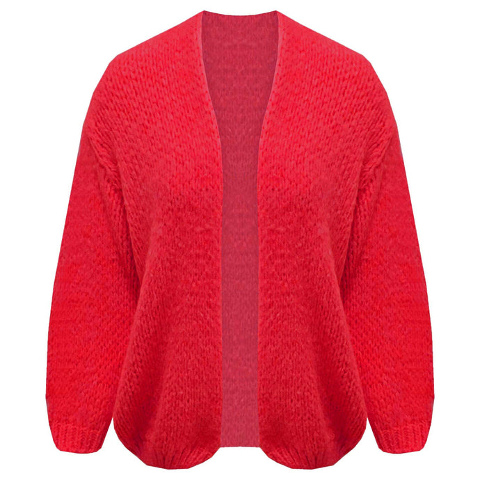 Rood vest is een oversized grofgebreid vest met pofmouwen. Vest is one size, draagbaar van maat S t/m XXL en is verkrijgbaar in verschillende kleuren. Dit vest kriebelt en pikt niet!