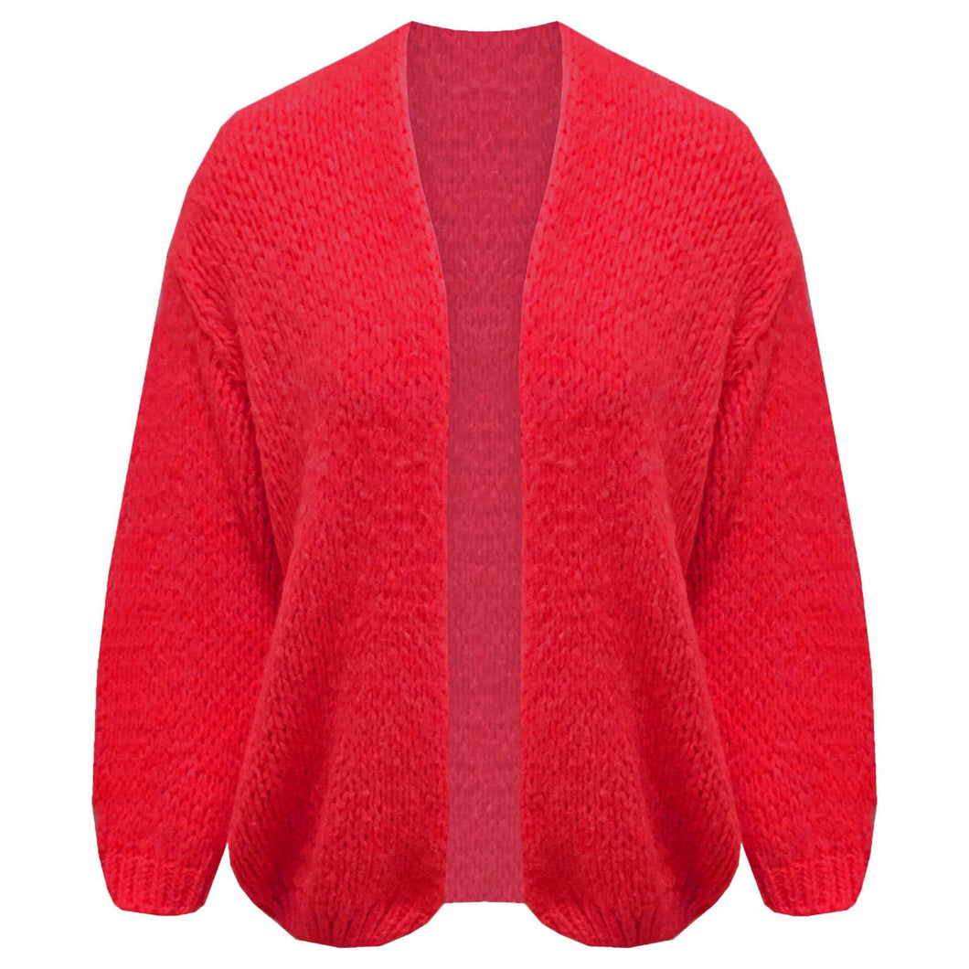 Rood vest is een oversized grofgebreid vest met pofmouwen. Vest is one size, draagbaar van maat S t/m XXL en is verkrijgbaar in verschillende kleuren. Dit vest kriebelt en pikt niet!