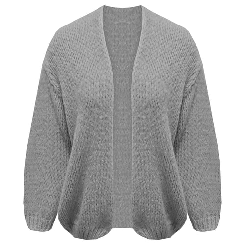 Antraciet Grijs Vest, een oversized grofgebreid vest met pofmouwen. Vest is one size, maat S t/m XL en in verschillende kleuren. Vest kriebelt en pikt niet!