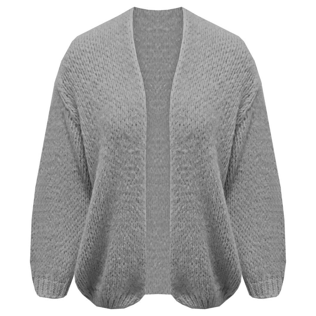 Antraciet Grijs Vest, een oversized grofgebreid vest met pofmouwen. Vest is one size, maat S t/m XL en in verschillende kleuren. Vest kriebelt en pikt niet!