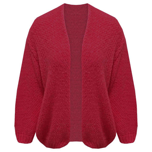 Bordeauxrood Vest, een oversized grofgebreid vest met pofmouwen. Vest is one size, maat S t/m XL en in verschillende kleuren. Vest kriebelt en pikt niet!