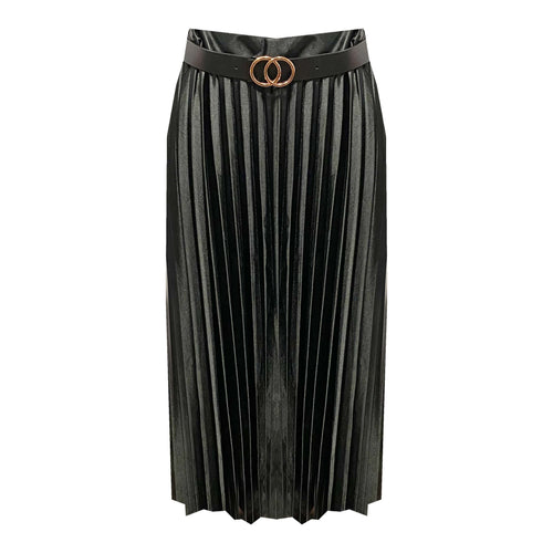 Zwarte Rok Plisse is een soepel vallende wijde plissé luxe rok inclusief riem. Combineer deze mooie rok met een wijde trui om het casual te dragen of met een blouse voor een vrouwelijke, meer classy outfit. 