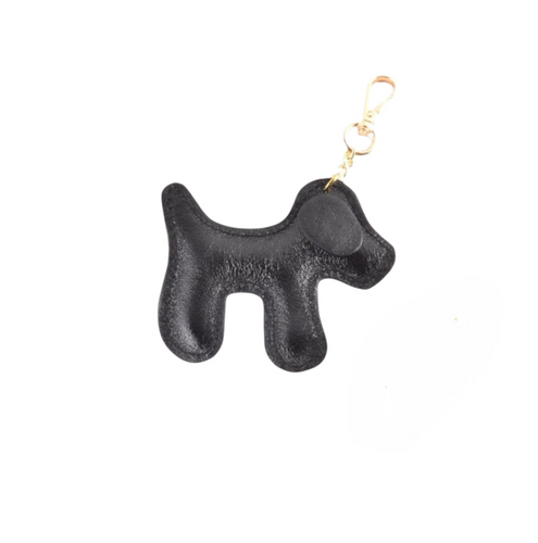 Lederen Charm Dog Zwart Metallic is vervaardigd van leder met goudkleurige haaksluiting. Deze Charm Dog kun je als leuke accessoire aan jouw tas of sleutelbos hangen.